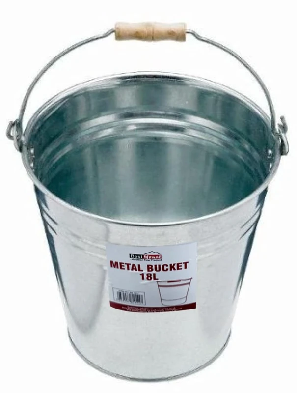 Best House | 9L 12L 15L 18L | Metal Bucket | Galvanised | Multipurpose Strong Steel Wooden Handle | Indoor/Outdoor | Use for Home, Garden, Bathroom and Garden Waste (Pack of 1) - 18 Litres