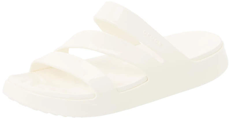 Crocs Women Slide,Getaway Patent Strappy,Chalk,6 UK Women