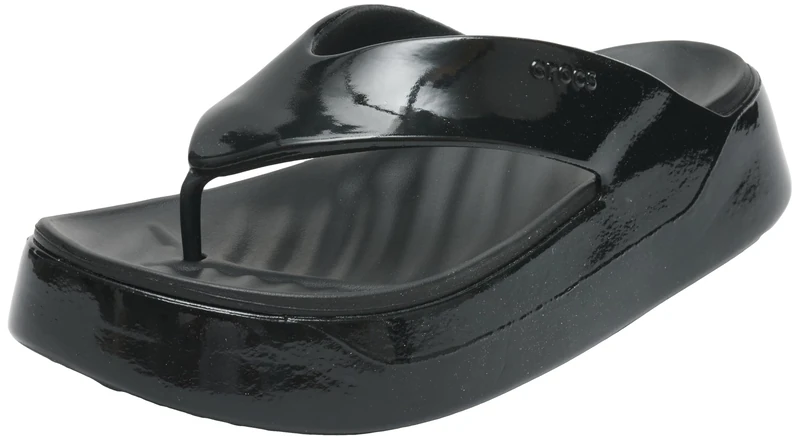 Crocs Women Flip,Getaway Platform Patent Flip,Black,5 UK Women