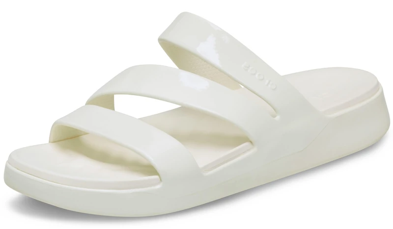 Crocs Women Slide,Getaway Patent Strappy,Chalk,3 UK Women