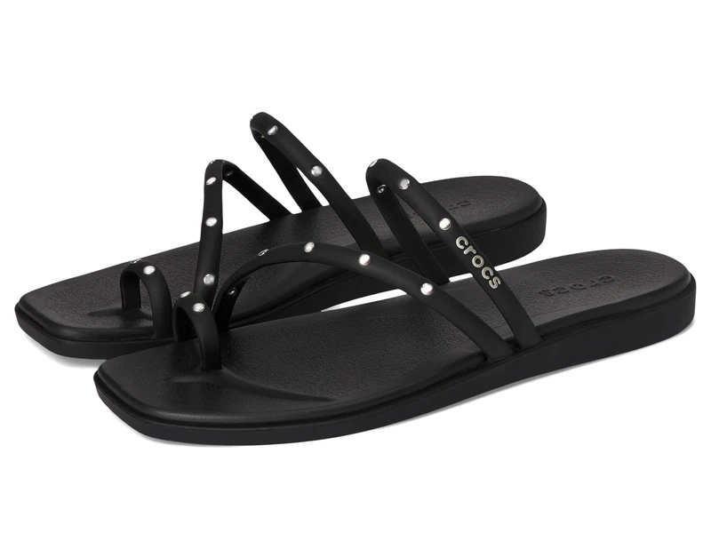 Crocs Women Sandal,Miami Studded Toe Loop Sandal,Black,8 UK Women