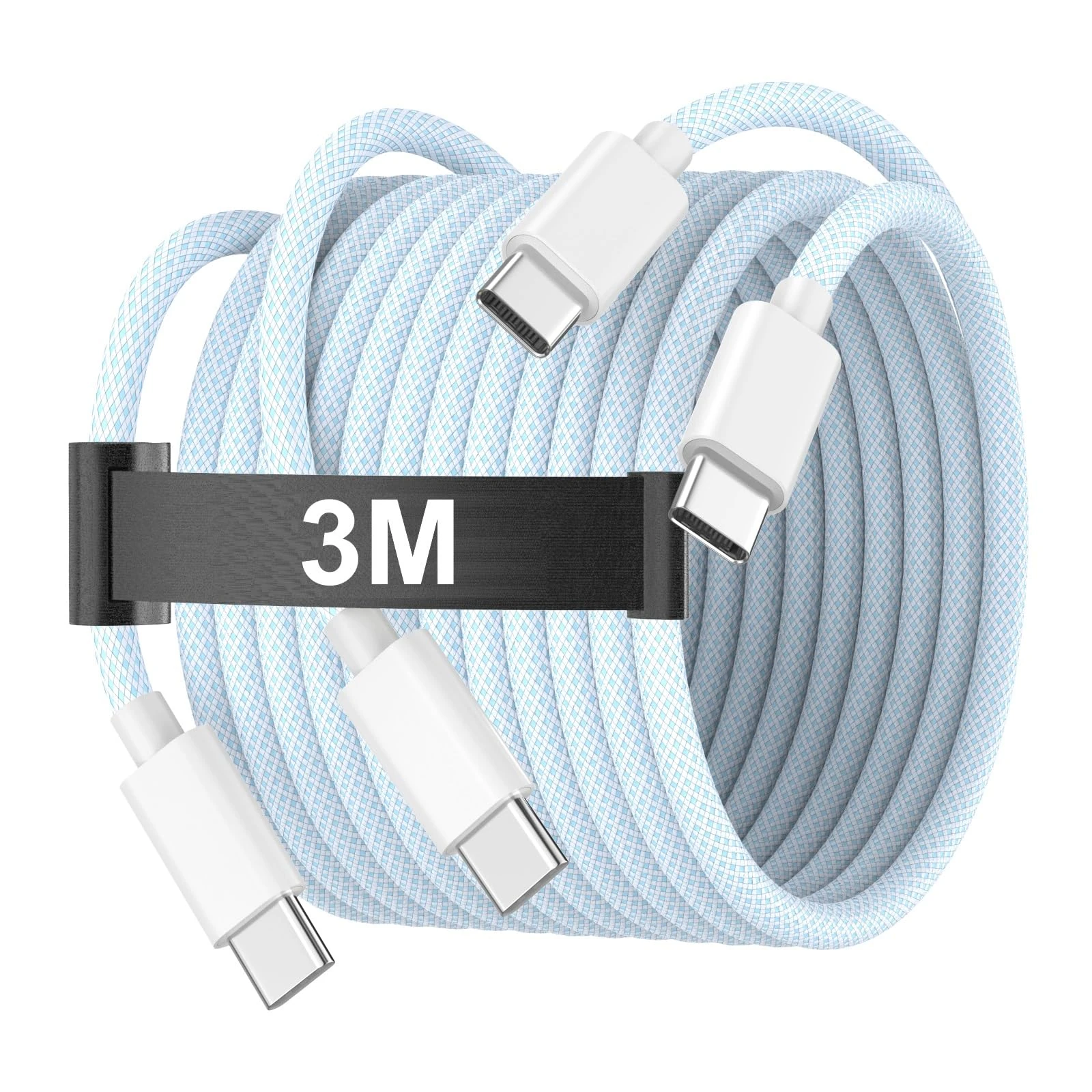 3M USB C to USB C Charging Cable for iPhone 16 15, 60W Long Type C to C Charger Cable Cord for iPhone 16/ 16 Plus/16 Pro/16 Pro Max/15/15 Plus/15 Pro/15 Pro Max, iPad Pro/Air/Mini, MacBook, Blue