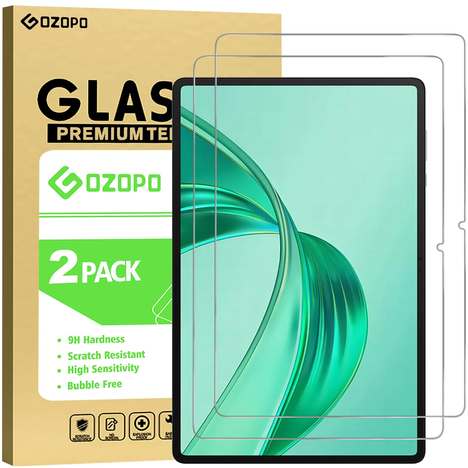 GOZOPO 2-Pack for HONOR Pad X8a (11 Inch) 2024 Screen Protector, 9H Hardness Anti-Scratch HD Clear Tempered Glass Film