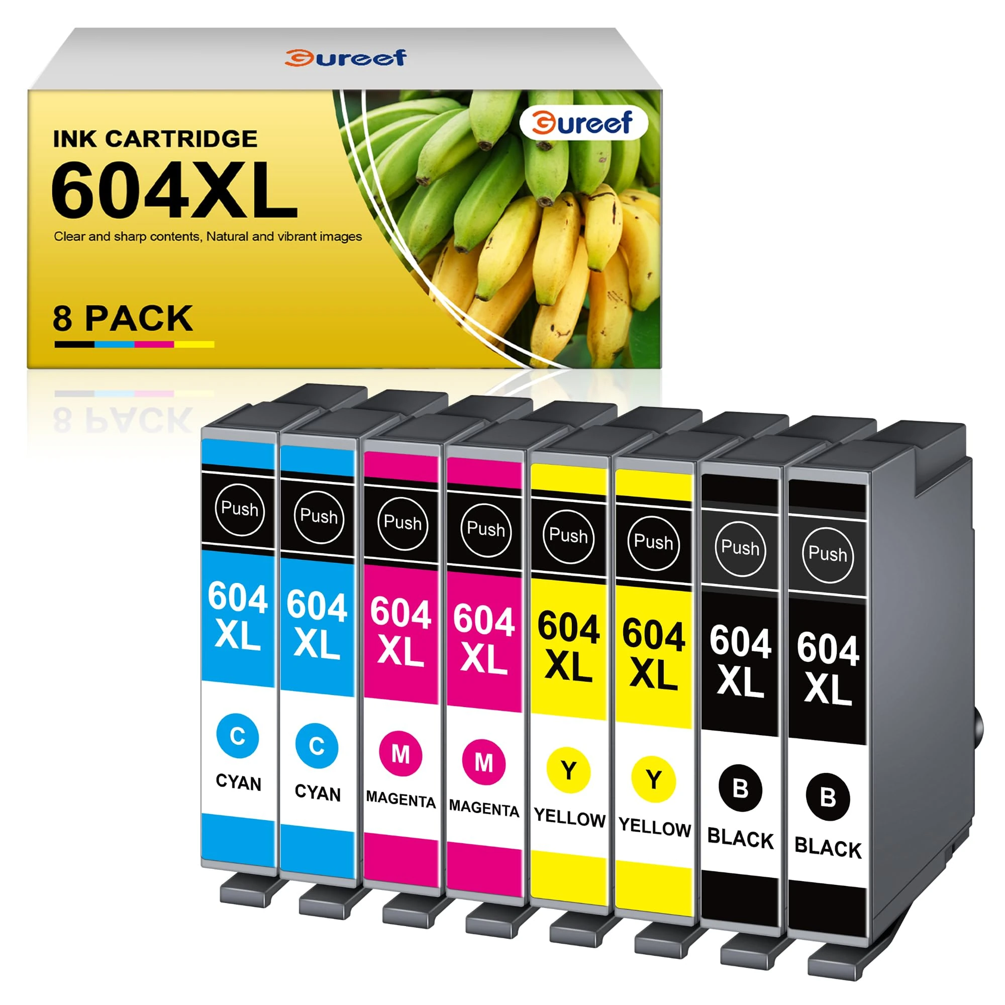 Gureef 604XL Ink Cartridges for Epson 604 Ink Cartridges for Epson XP2200 Ink Compatible with XP 3200 XP 4200 XP-4205 XP-2205 XP-3205 WF-2935 (8 Pack)