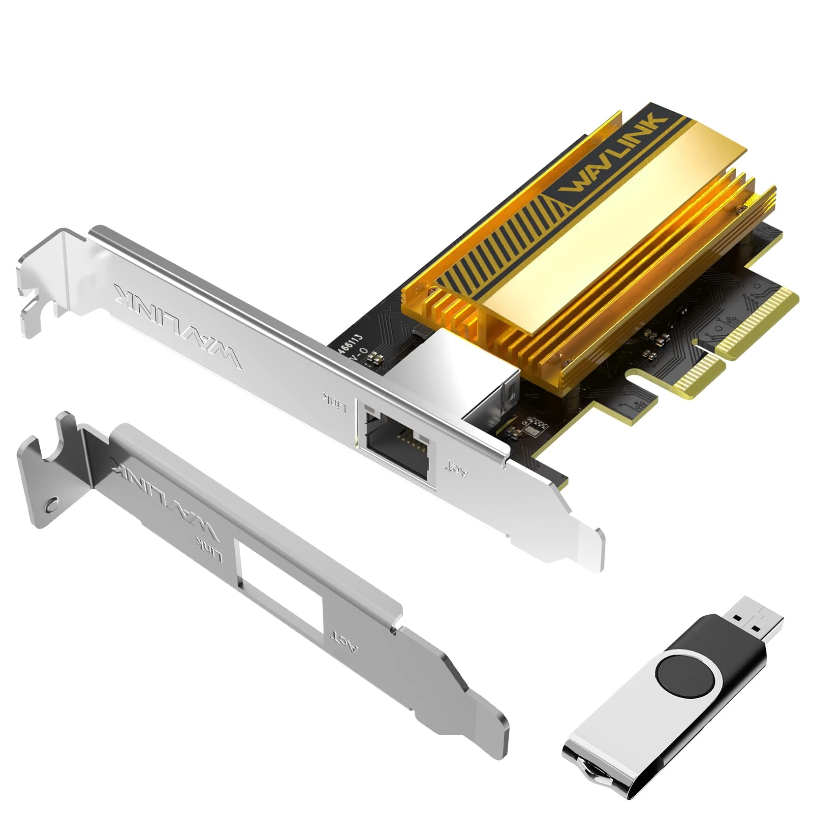 WAVLINK 10G Base-T PCIe network card, 10000/5000/2500Mbps PCI Express Ethernet adapter with AQC113 controller, 10G NIC for Windows 11/10 & Linux with low profile bracket
