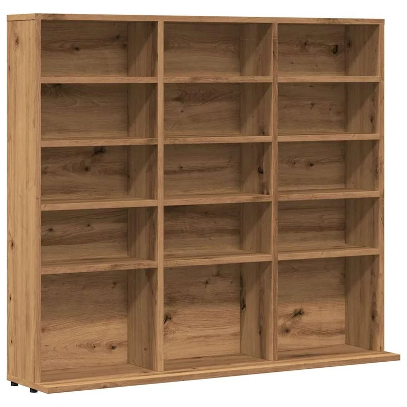 vidaXL CD Cabinet Display Shelf Cupboard Bookcase - Modern Artisan Oak, Engineered Wood Storage 100x23x89.5cm