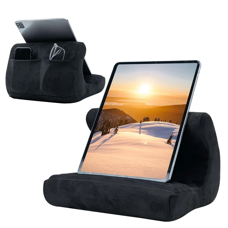Mcbazel iPad Cushion Stand, Tablet Pillow Stand for Lap, Bed and Desk, Soft Multi-Angle Pillow Holder Compatible with Tablets/iPad/E-Reader/Smartphones - Black
