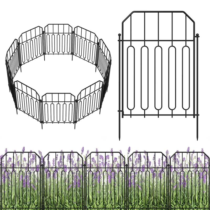 Yeabett Garden Fencing, 25 Pcs Temporary Fencing Animal Fence Barrier, Decorative Metal Fencing for Outdoor Grassland Yard Patio, 31cm(W) × 41cm(H)