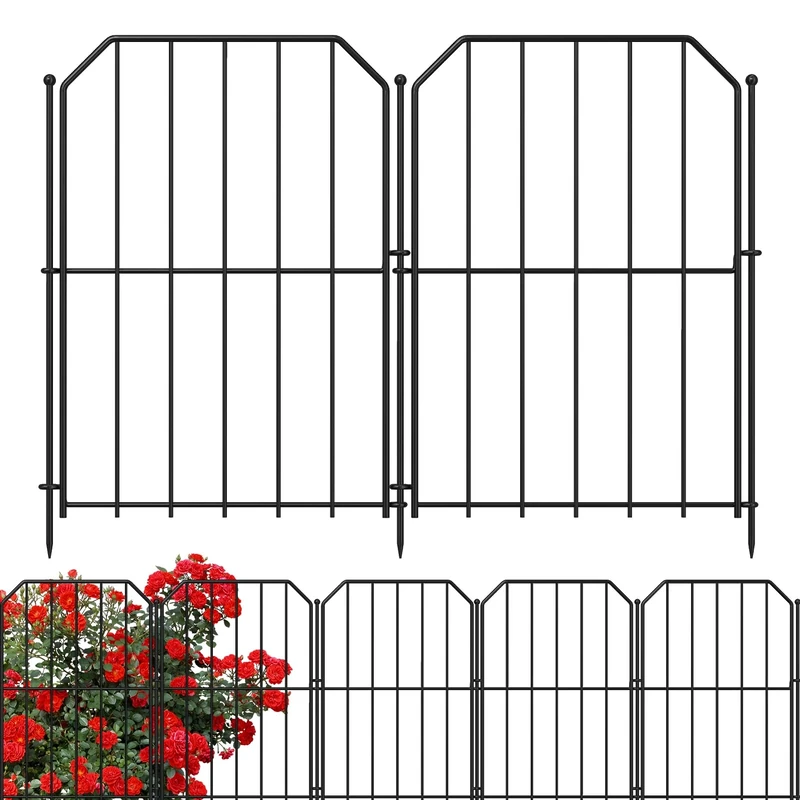 Yeabett Garden Fence 25 Pcs, Decorative Metal Fencing 31cm(W) × 41cm(H), Dog Fence Outdoor Animal Barrier for Flower Bed Yard Patio