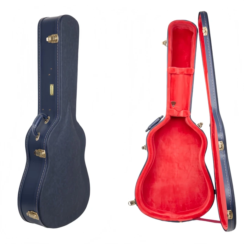 Crossrock Relief Series Dreadnought Guitar Case for Gibson J-45 / Martin D-Style | Carved Ocean Blue Finish, Deep Scarlett Velvet Interior, Lock – Premium Wooden Hardshell -Ocean Blue (CRW630DOB)