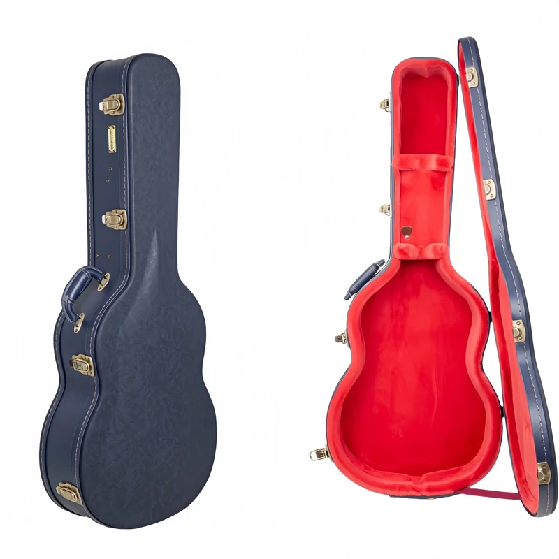 Crossrock Relief Series Classical Guitar Case for 4/4 Nylon-String | Carved Ocean Blue Finish, Deep Scarlett Velvet Interior, Lock – Premium Wooden Hardshell - Ocean Blue（CRW630COB）