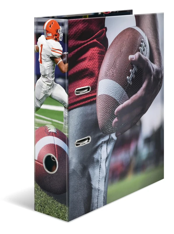 HERMA A4 Lever Arch File American Football, Pack of 5, 70mm Spine, Heavy Duty Folder with Sport Motif, Glossy Finish & Inner Print, Kids Ring Binder, Archiving Folder & Storage File Organizer