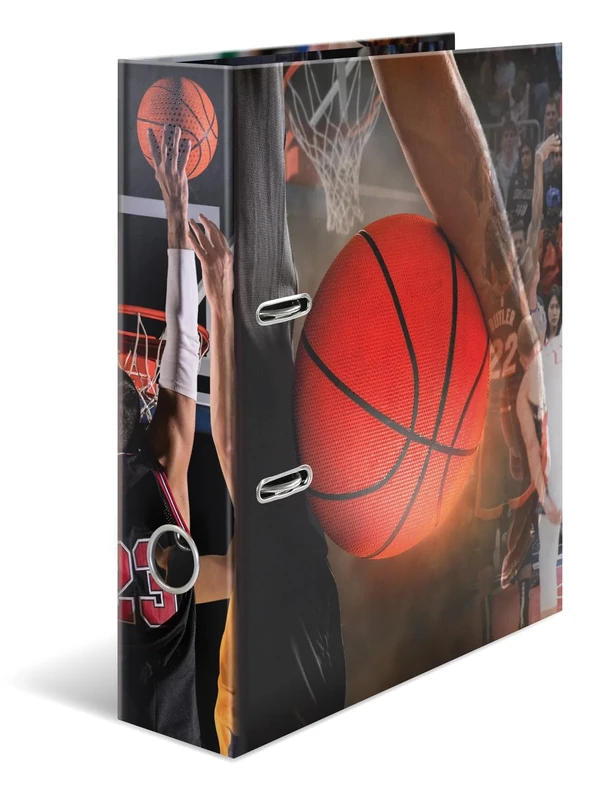 HERMA A4 Lever Arch File Basketball, Pack of 5, 70mm Spine, Heavy Duty Folder with Sport Motif, Glossy Finish & Inner Print, Kids Ring Binder, Archiving Folder & Storage File Organizer