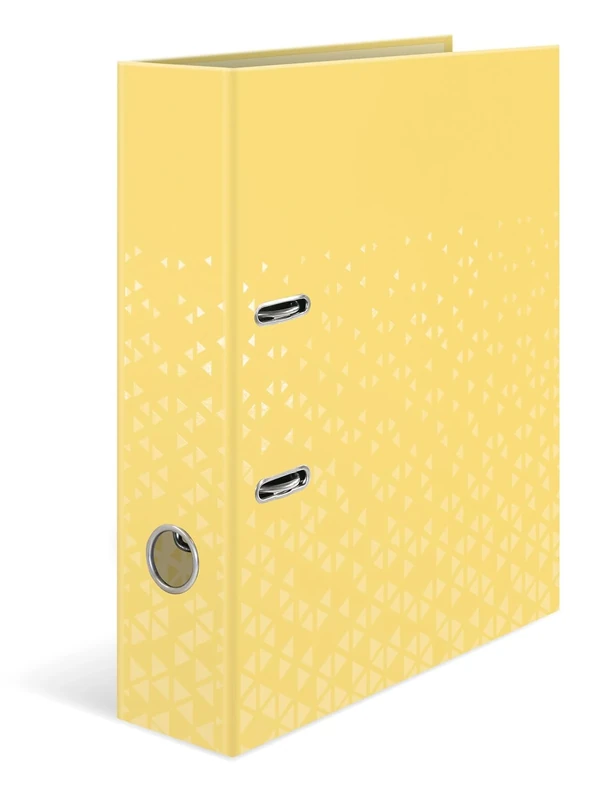 HERMA A4 Lever Arch File Yellow, Pack of 5, 70mm Spine, Heavy Duty Folder with Pattern Motif, Glossy Finish & Inner Print, Kids Ring Binder, Archiving Folder & Storage File Organizer