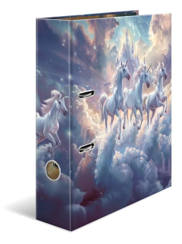 HERMA A4 Lever Arch File Fantasy Unicorn, Pack of 5, 70mm Spine, Heavy Duty Folder with Animal Motif, Glossy Finish & Inner Print, Kids Ring Binder, Archiving Folder & Storage File Organizer