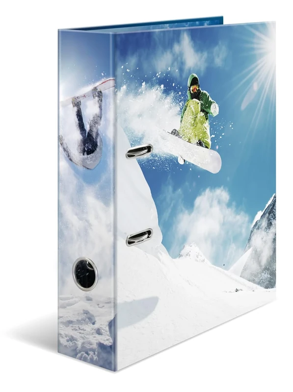 HERMA A4 Lever Arch File Winter Sports, Pack of 5, 70mm Spine, Heavy Duty Folder with Sport Motif, Glossy Finish & Inner Print, Kids Ring Binder, Archiving Folder & Storage File Organizer