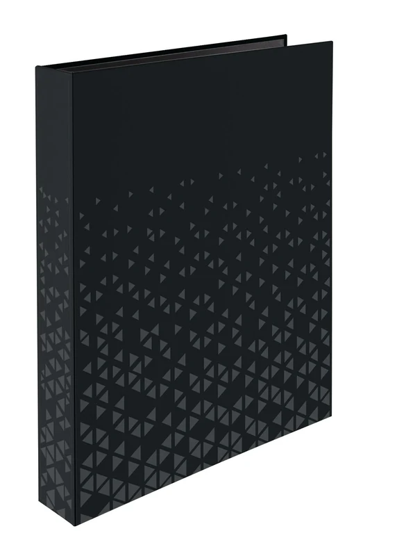 HERMA A4 Ring Binder Black, Pack of 12, 4 Ring File, 46mm Spine, Slim Folder with Pattern, Inner Print & Soft Touch Finish, Archiving Folder & Storage File Organizer