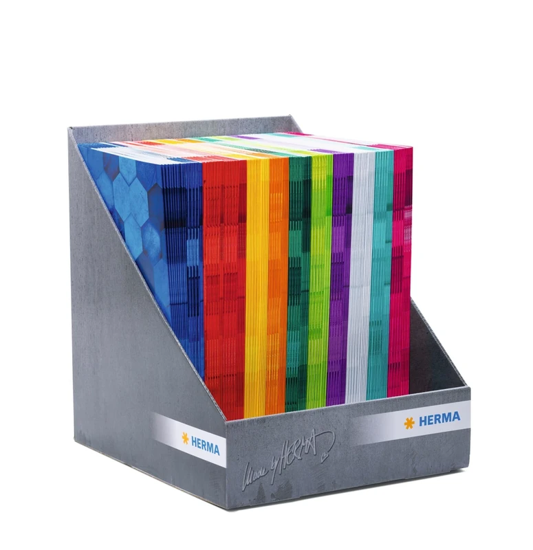 HERMA Notebook Covers A4 Cardboard Set, 120 Pieces, Refined Notebook Covers with Labelling Field Made of Sturdy and Extra Strong Paper, Notebook Cover with Hexagon Pattern Motif for School Notebooks,