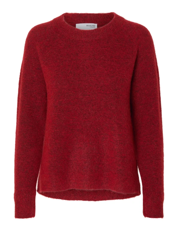 SELECTED FEMME Women's Slflulu LS Knit O-Neck Noos, Equestrian Red, M