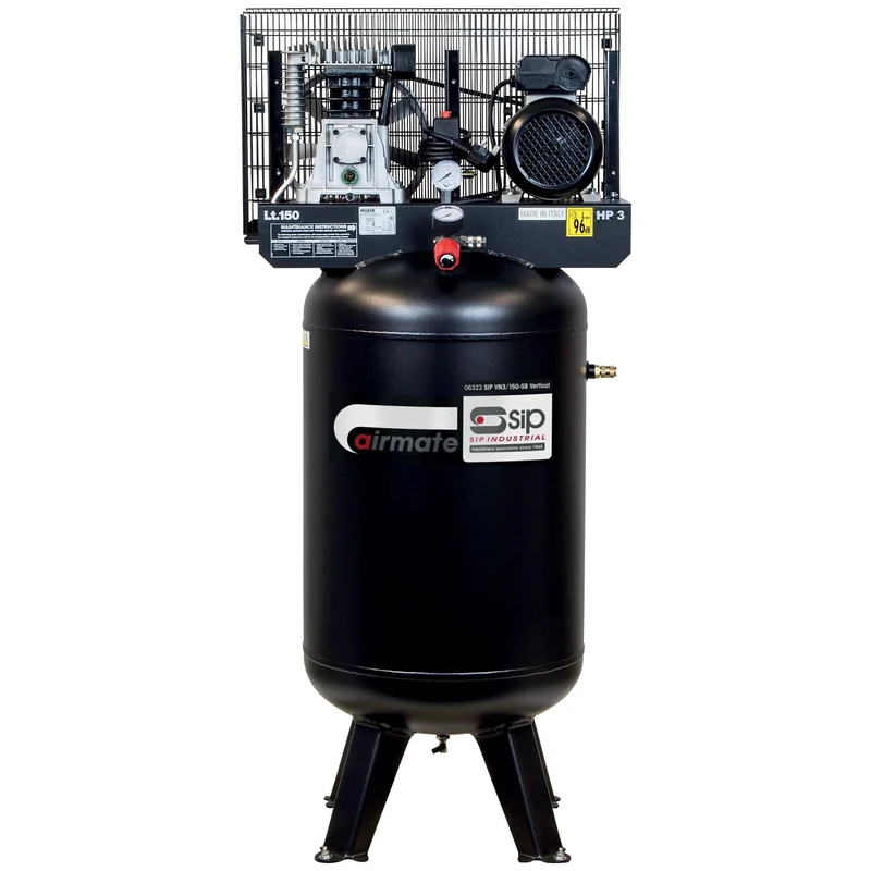 SIP Airmate VN3/150-SB Vertical Belt Drive Air Compressor, 230V 13A, 150L, 3hp / 2.2kW, 145psi / 10 Bar 13CFM 96dB