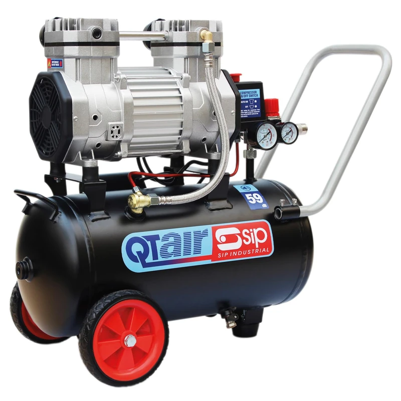 SIP QT Air Compressor Ultra Low Noise Oil-Free Direct Drive, 230V 24L 1.5hp 1.1kW 116psi 8 Bar 8CFM