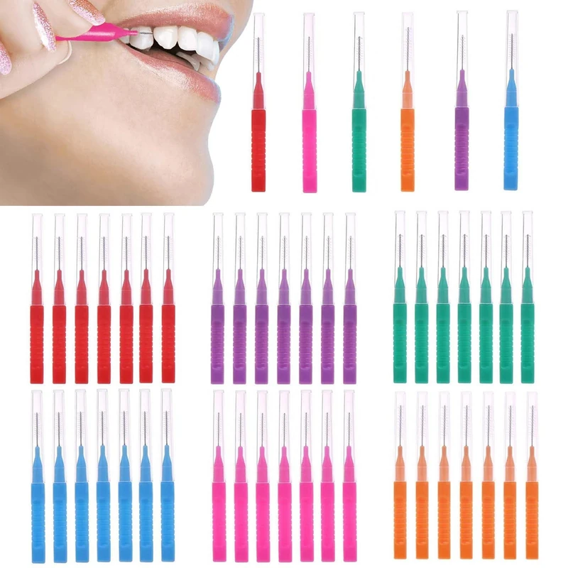 iCovalescent 48 Interdental Brushes - 6 Colors for Dental Cleaning