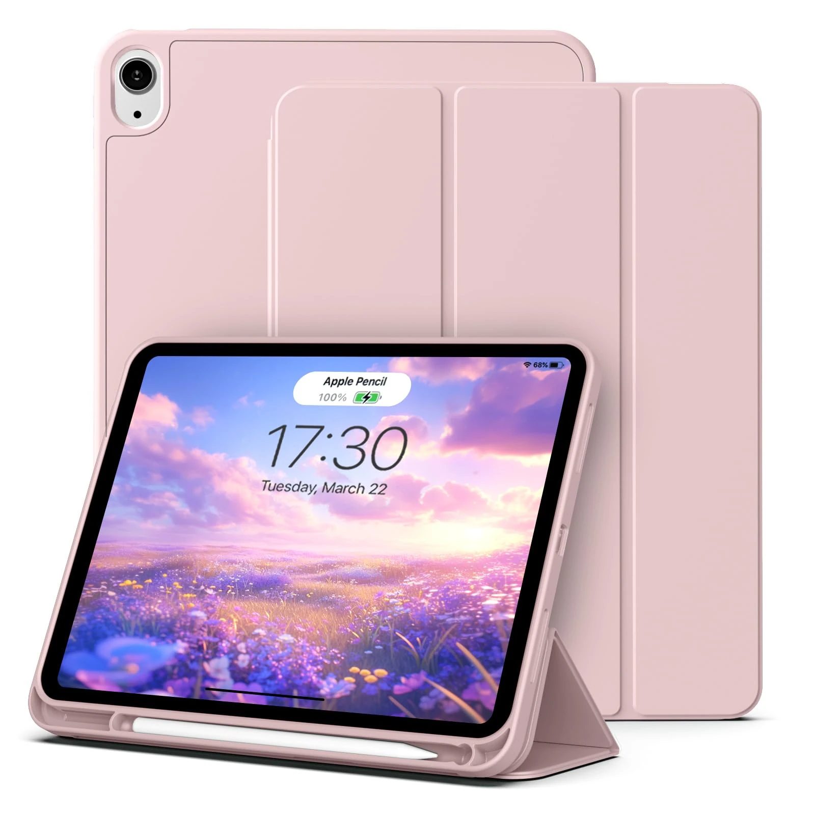 aoub Case for iPad 11th Generation 2025 (A16) 11 inch/ 10th Generation 2022 10.9 Inch, Case with Pencil Holder for iPad 11/10 Gen, TPU Soft Silicone Protective Cover, Auto Sleep/Wake, Pink