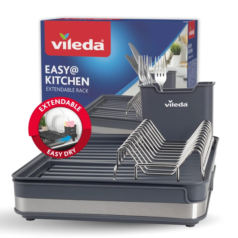 Vileda Extendable Dish Drainer - Stainless Steel Drying Rack - Image 1