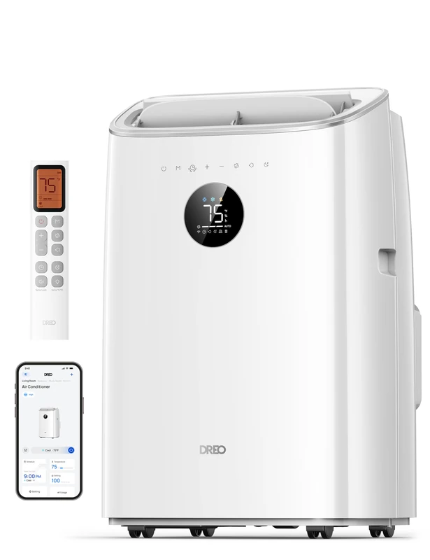 Dreo Portable Air Conditioners, AC Unit for Bedroom with Drainage-free Cooling, 46dB Quiet, APP/Voice/Remote, 24h Timer with Fan & Dehumidifier, Smart Air Conditioner for Room Indoors