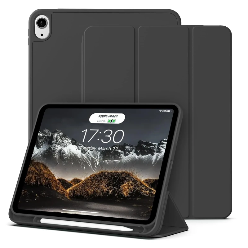 aoub Case for iPad 11th Generation 2025 (A16) 11 inch/ 10th Generation 2022 10.9 Inch, Case with Pencil Holder for iPad 11/10 Gen, TPU Soft Silicone Protective Cover, Auto Sleep/Wake, Black
