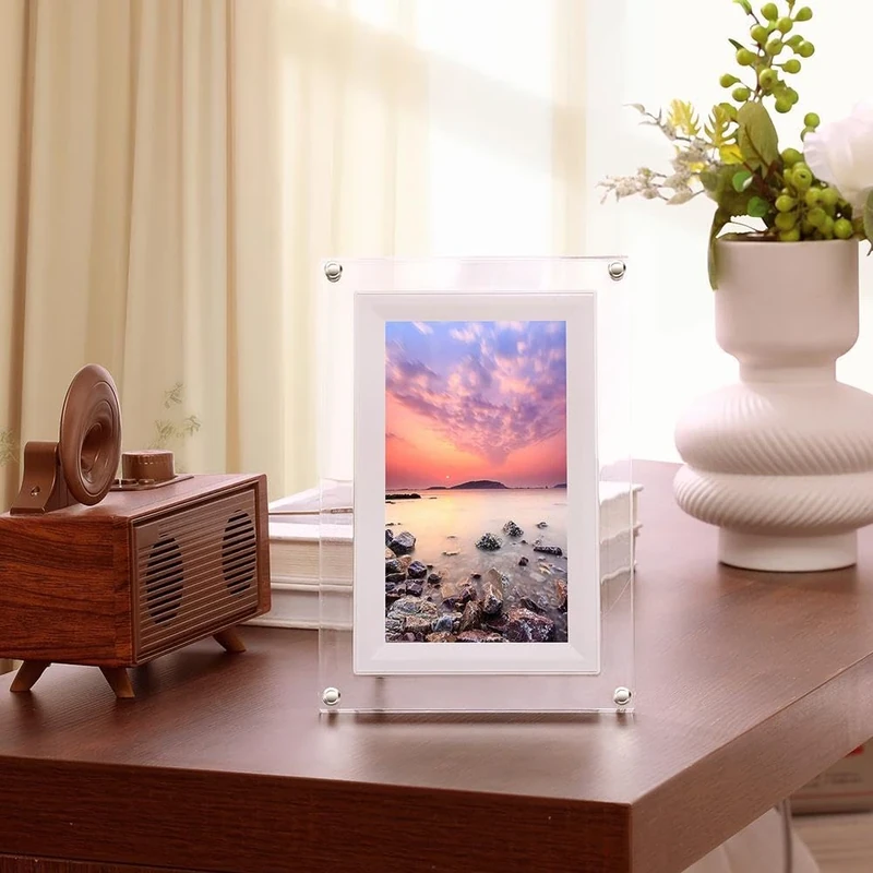Digital Picture Frame, Acrylic Video Frame, Smart WiFi Digital Photo Frame, 7 Inch Clear Acrylic Digital Photo Frame, Auto-Rotate Portrait and Landscape