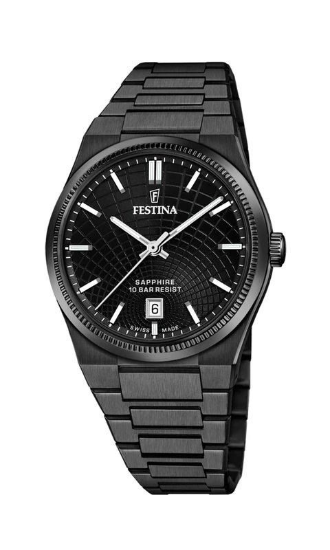 Festina Swiss Made Mens Black IP PVD-Plated Watch with Steel Bracelet F20080/1 - Image 1