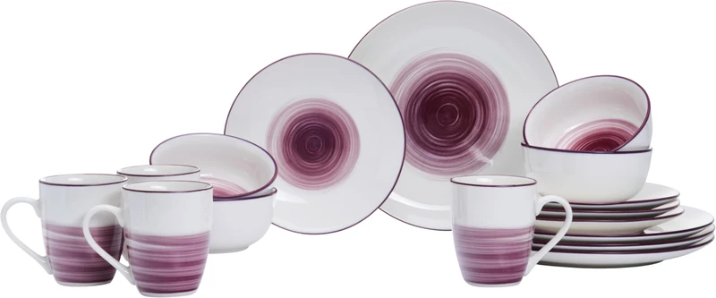 Luna Dinner Service 16 Pieces Bordeaux