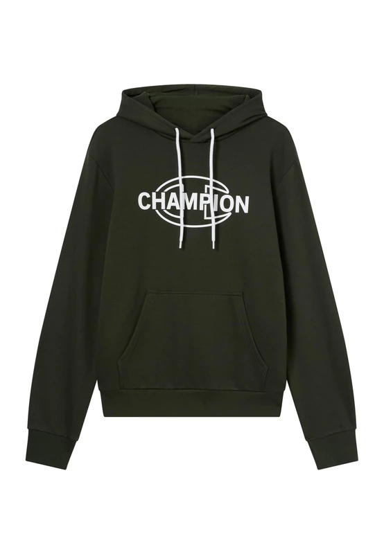Champion Men’s Fleece Full-zip Hoodie with front kangaroo pocket, Contrast graphic, Adjustable hood with drawcord Green