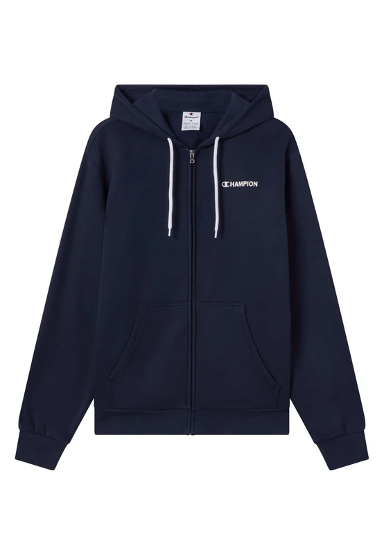 Champion Men’s Fleece Full-zip Hoodie with front kangaroo pocket, Contrast graphic, Adjustable hood with drawcord Blue