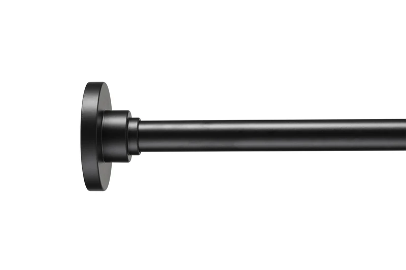 Croydex Extendable Black Shower Curtain Pole Stainless Steel Rod, Flexi-Fix Three Ways to Fix, Max Length 2331mm, Includes 12 Matt Black Curtain Rings, Complete with Shower Rail Fixings