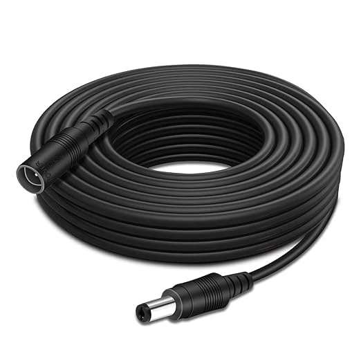 MaxSell 3M/5M/10M CCTV 2.1 x 5.5mm White DC 12V Power Extension Cable Male to Female, Power Supply Adapter Extender Cord for CCTV Security Cameras, DVRs, LED Strips, Routers (Black, 5M)