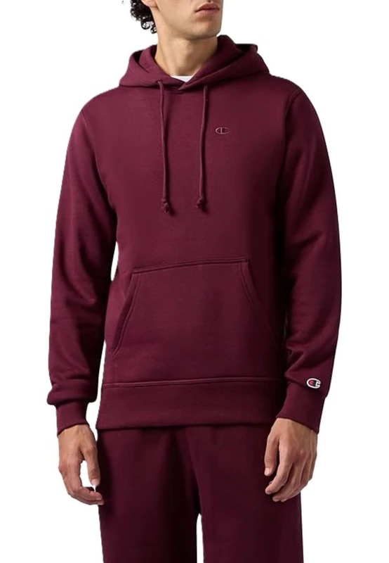 Champion Men’s Hooded Sweatshirt, adjustable drawcord hoodie, front kangaroo pocket, with embroidered small logo