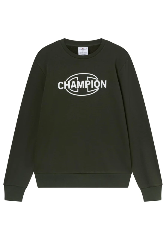 Champion Men’s Fleece Crewneck Sweatshirt with Graphics, soft and warm fleece, rib cuffs, collar and hem, Graphic Shop line Green