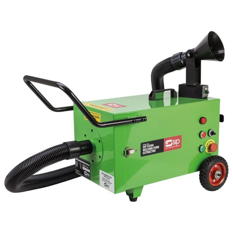 SIP FX200 Mobile Welding Fume Extractor, 3 Stage Air Filter, 200W Motor, 300m³/hr Flow Rate, 99.97% Filtration, 75dB Noise Level with 2m Flexible Hose