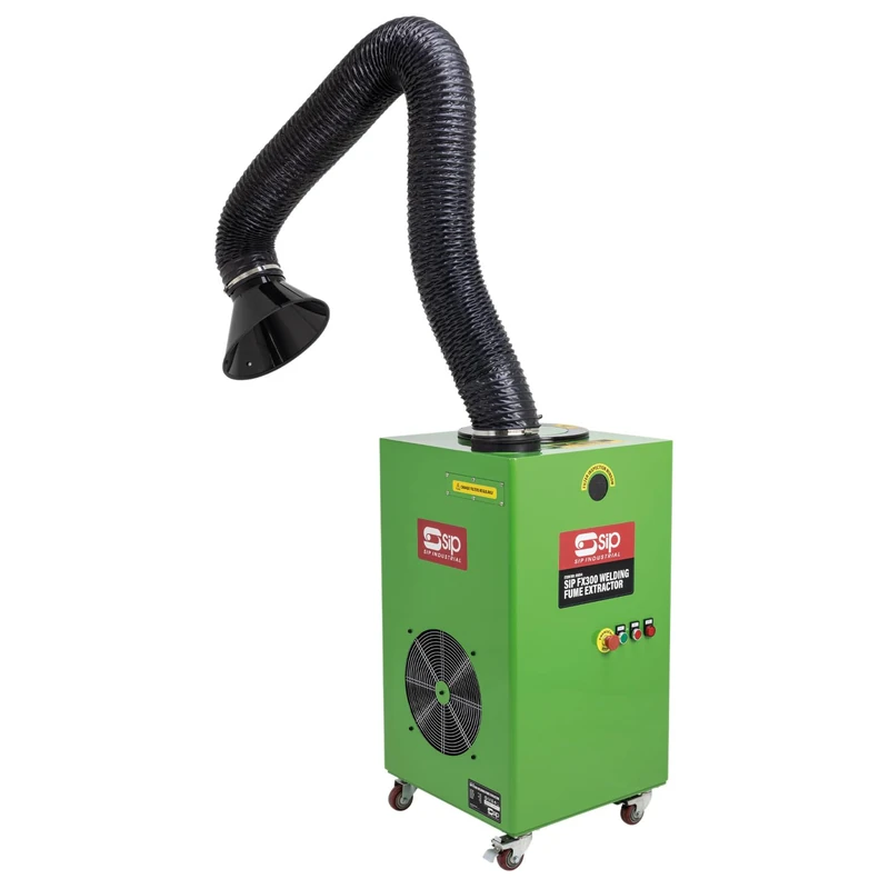 SIP FX300 Mobile Welding Fume Extractor, 3 Stage Air Filter, 1.5kW Motor, 25000m³/hr Flow Rate, 99.5% Filtration, 75dB Noise Level with 2m Flexible Hose
