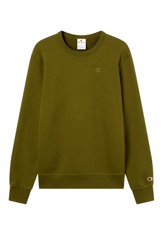 Champion Men’s Fleece Crewneck Sweatshirt, with embroidered small C logo on chest, warm and comfortable for everyday wear Green