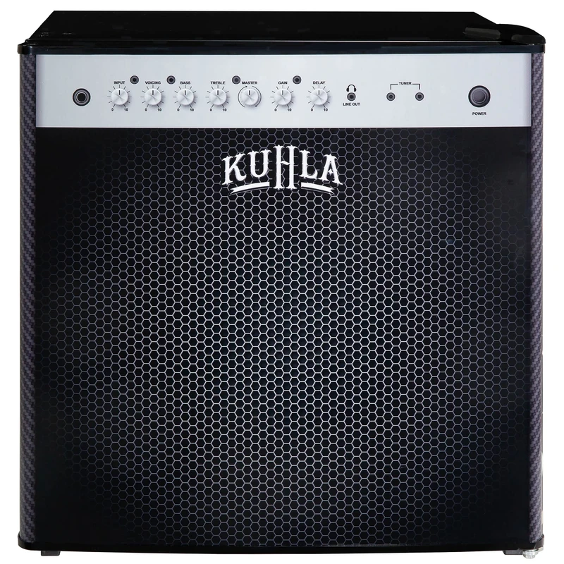 Kuhla Table Top Mini Fridge with Ice Box 45 Litre Adjustable Thermostat, Door Racks & Removable Shelf, Small Drinks Fridge Ideal Amp Speaker Black KTTF0E6B-1004