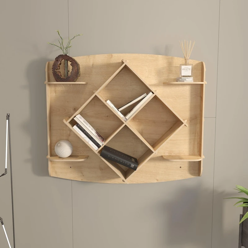 Stylish Oak Wall Shelf, 81.6 x 61.8 x 15 cm, 100% Melamine Coated Particle Board, 8 mm Thick, Perfect for Modern Home Decor & Organization