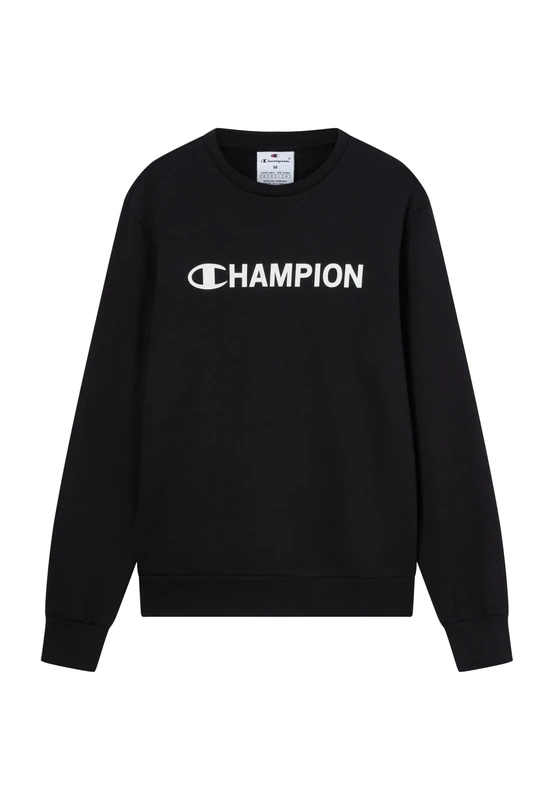 Champion Men’s Fleece Crewneck Sweatshirt with Graphics, soft and warm fleece, rib cuffs, collar and hem, Graphic Shop line Black