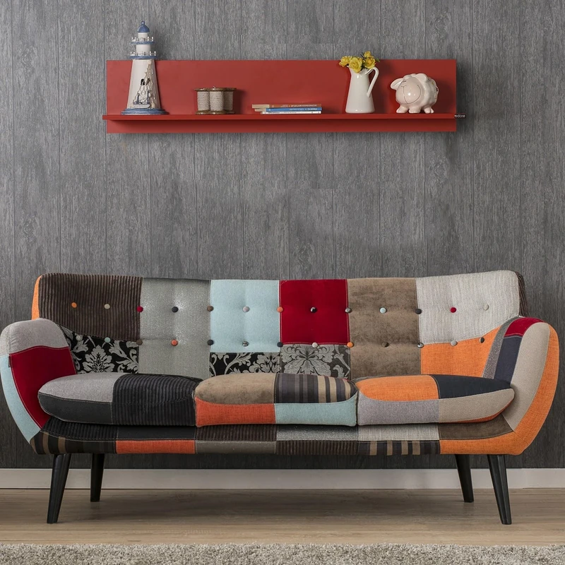 Stylish Red Wall Shelf, 120 cm x 25 cm x 20 cm, 100% Melamine Coated Particle Board, 16 mm Thick, Perfect for Modern Home Decor & Storage Solutions