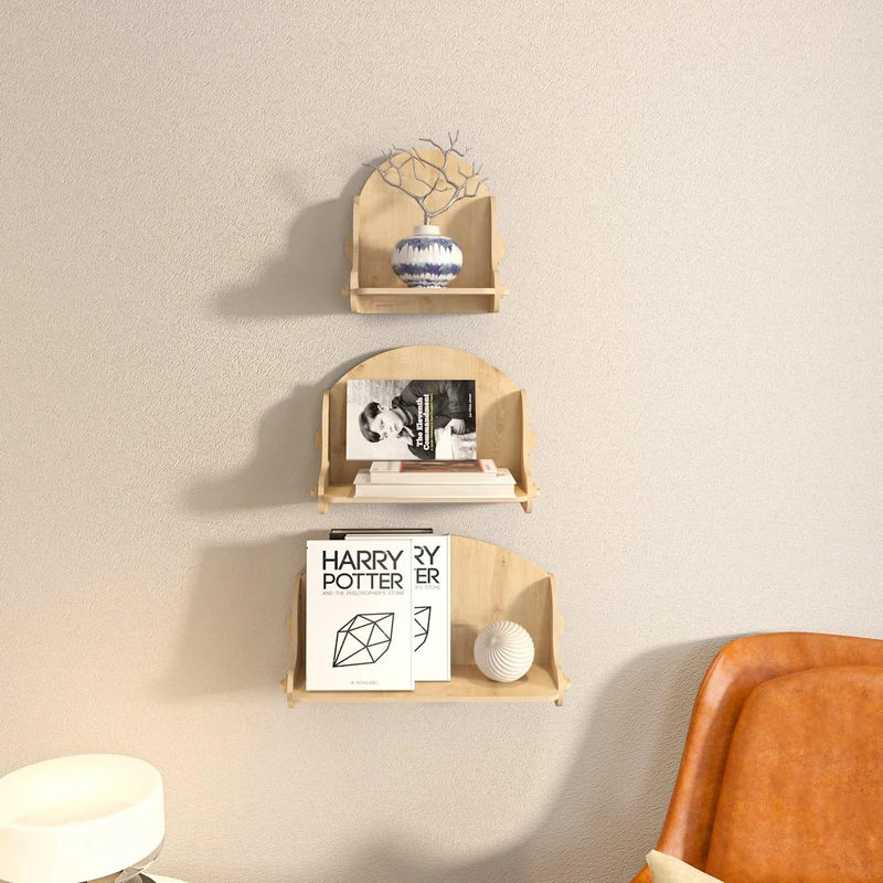 Stylish Oak Wall Shelf, 24.8 x 25 x 15 cm, 100% Melamine Coated Particle Board, 8 mm Thick, Perfect for Modern Home Decor & Storage Solutions - Image 1