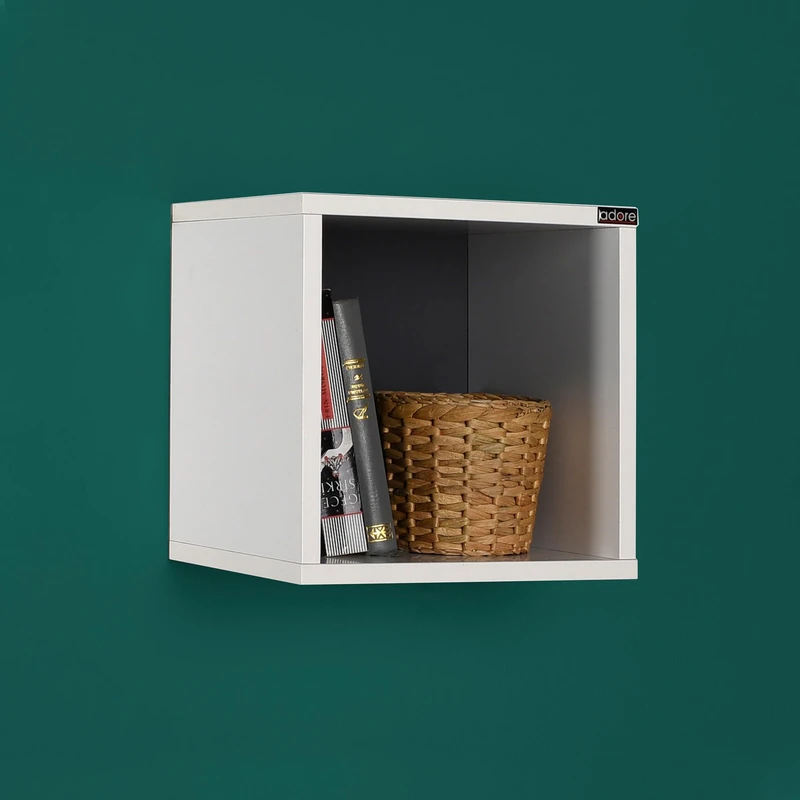 Stylish Wall Shelf, Diamond & White, 33 x 33 x 19 cm, 100% Melamine Coated Particle Board, 16 mm Thick, Perfect for Modern Home Decor & Storage
