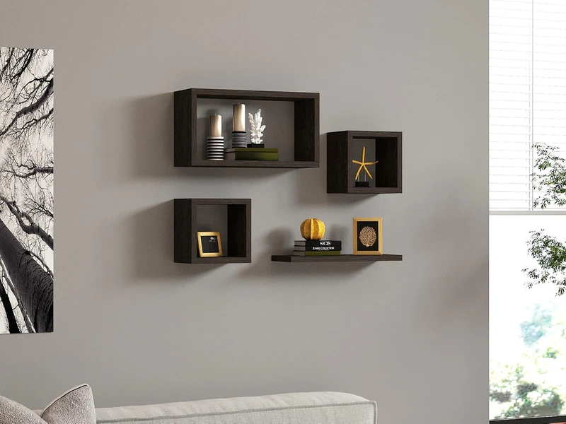 Modern Anthracite Wall Shelf Set (3 Pieces), 100% Melamine Coated Particle Board, 18 mm Thick, Stylish Scandinavian Design for Home and Office - Image 1