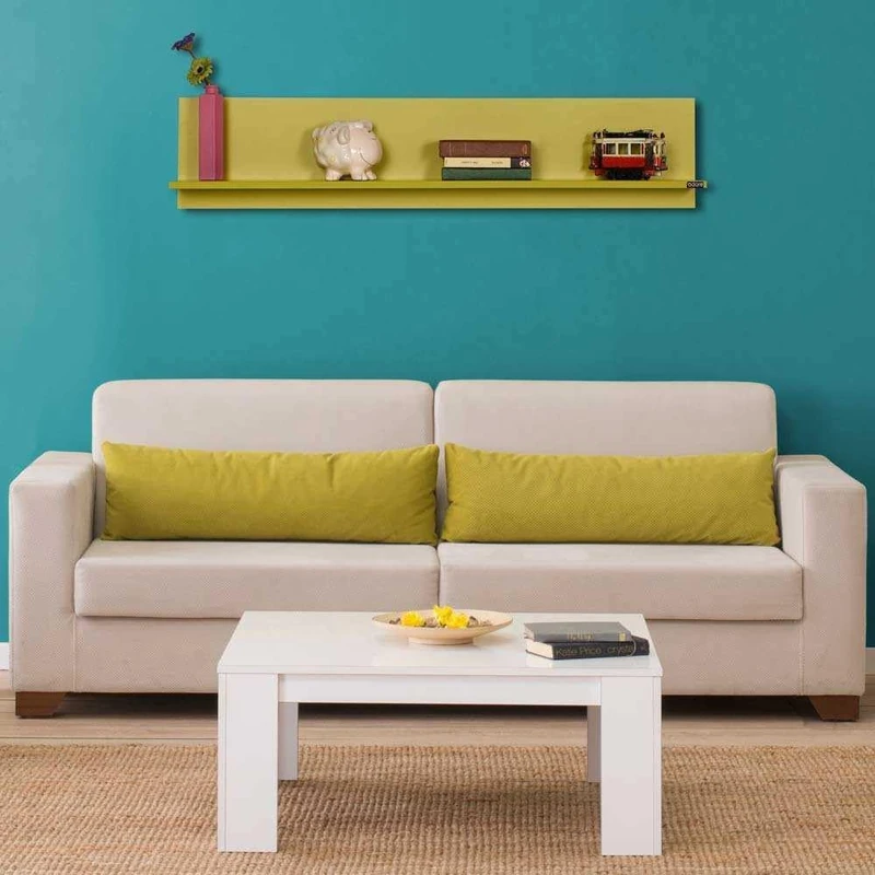 Stylish Green Wall Shelf, 120 cm x 25 cm x 20 cm, 100% Melamine Coated Particle Board, 16 mm Thick, Perfect for Modern Home Decor & Organization